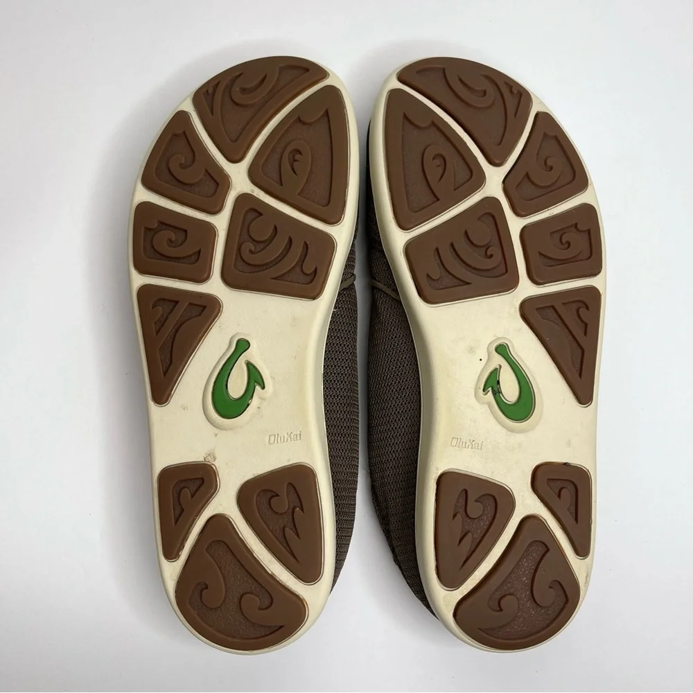 OluKai Nohea Mesh Men's Slip On Casual Loafer Shoes Size 11 Gray Brown/Green